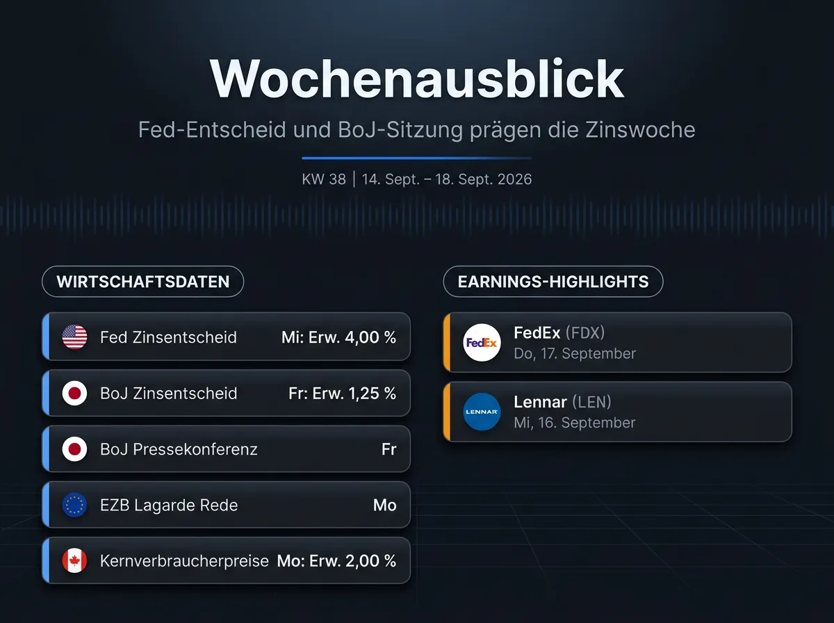 Bild Wochenausblick-Infografik: die wichtigsten Termine und Earnings der neuen Börsenwoche