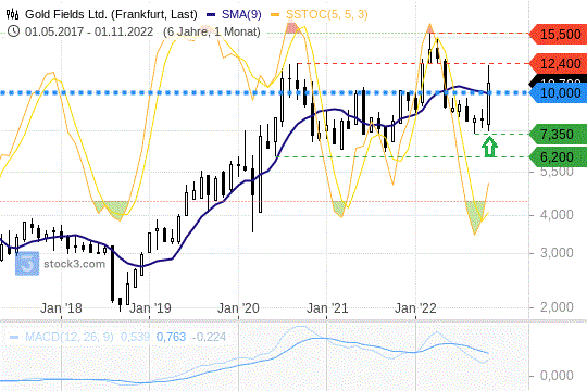 Gold Fields: Kurse springen über 10-EUR-Marke. 25.11.2022